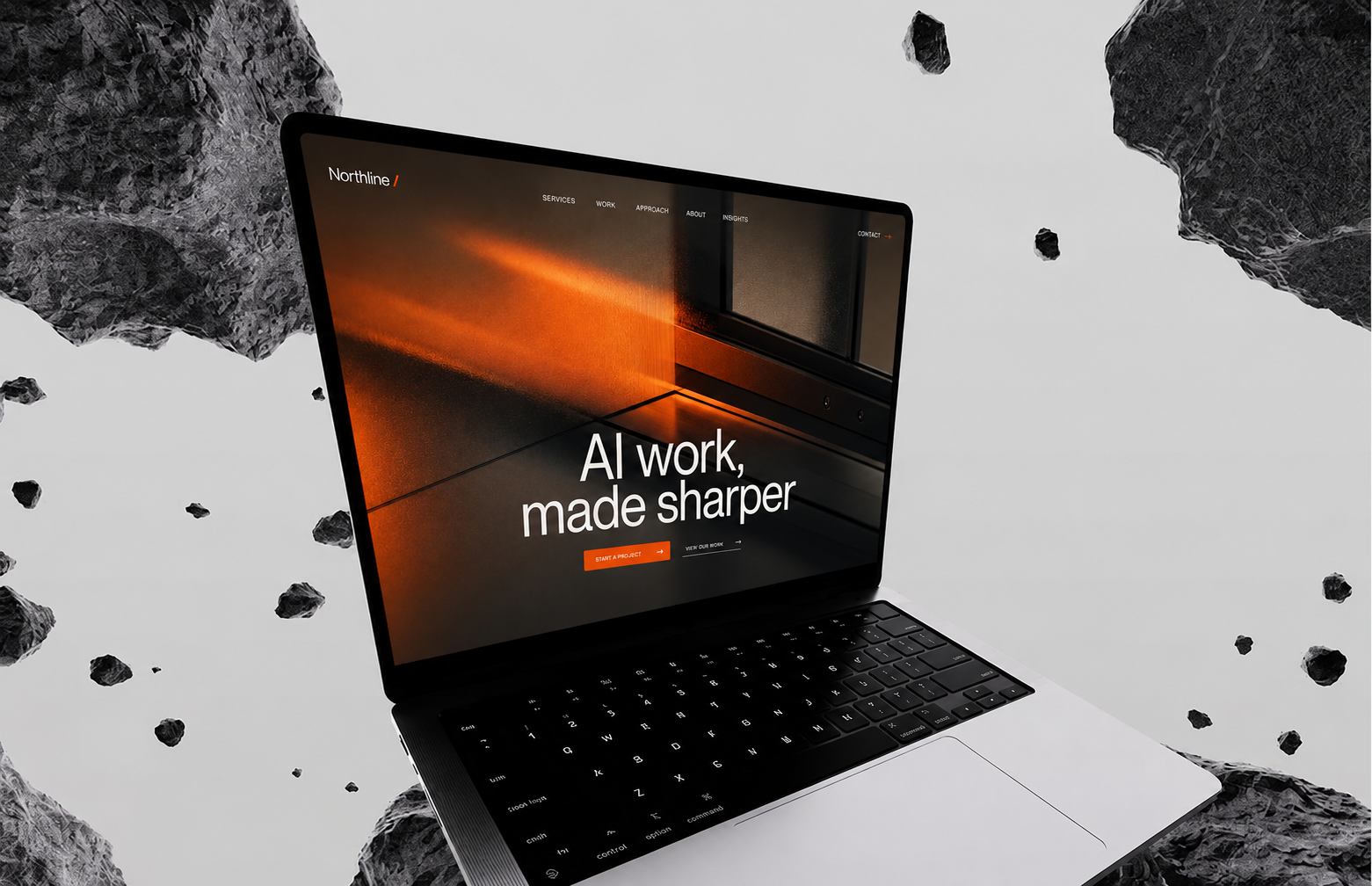 Site de workspace IA présenté sur un ordinateur portable