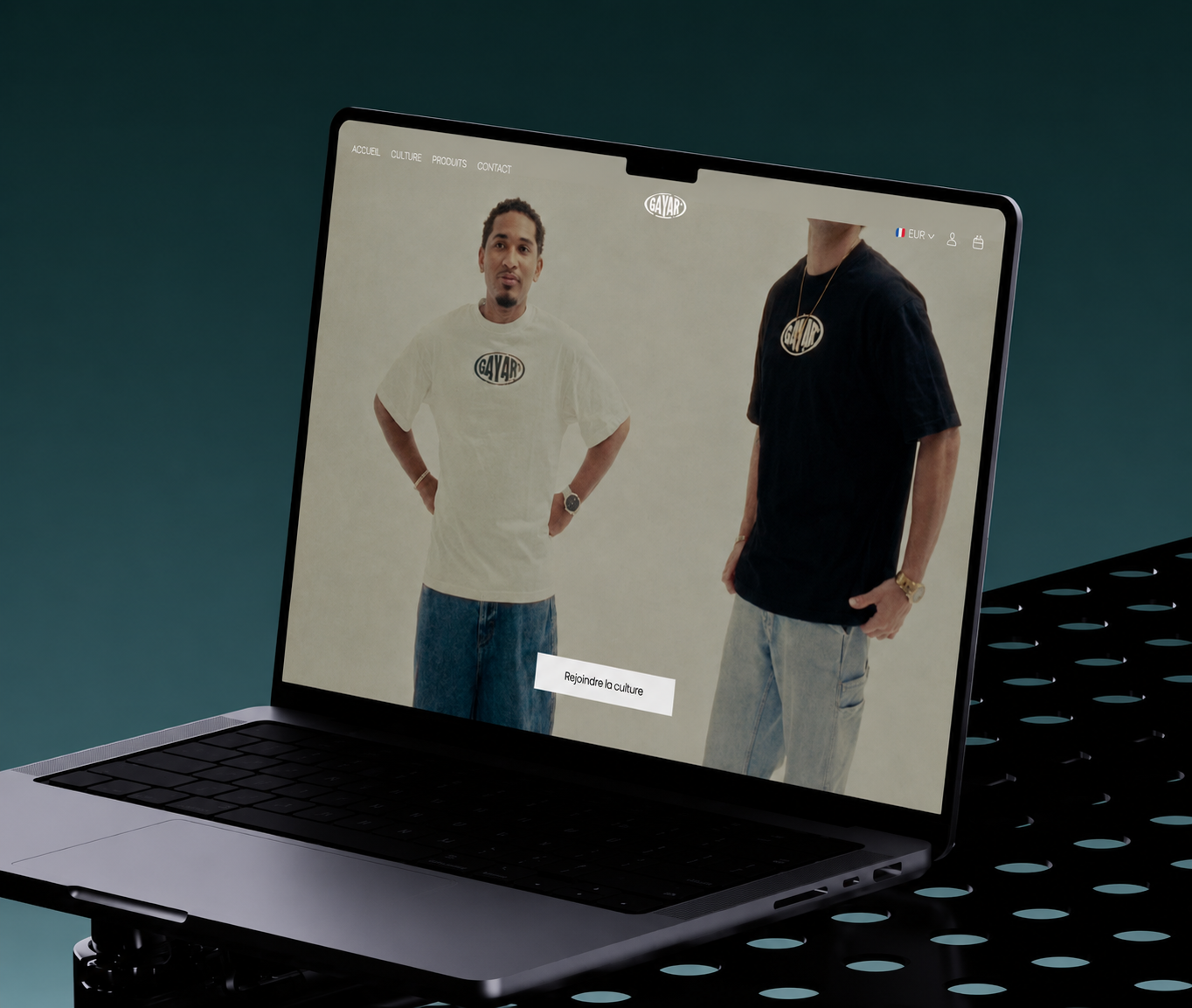 Site e-commerce Gayar présenté sur un ordinateur portable